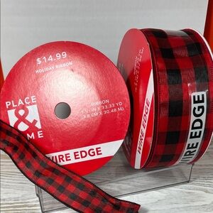 Red and Black Plaid Wire Edge Ribbon